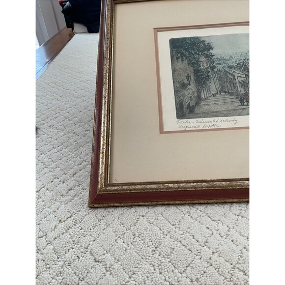 Original Signed Emil Wanke  Etching Depicts The Castle Steps In Prague,Czech. - Picture 7 of 14